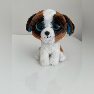 Duke Brown & White Dog Beanie Boo Medium 10" - Stuffed Animal by Ty (37012)